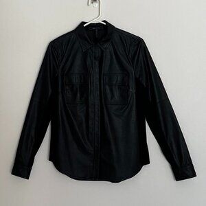 Pleather Button Down Women's Top